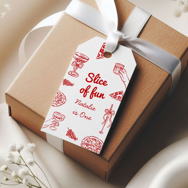 Pizza 1:a handskriven ritad del av Roligtens födel Presentetikett (Skapare uppladdad)