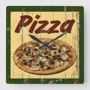 Pizza 1 fyrkantig klocka