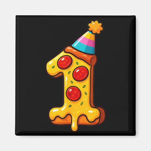 Pizza 1st Birthday 1year Old Party Hat Bday Boys G Magnet (Framsidan)