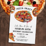 Pizza 40:e födelsedagen Party Inbjudningar<br><div class="desc">inbjudningar till festen med vattenfärgspizzor. All text är justerbar och lätt att ändra för dina egna behov i party. Vuxen födelsedagsfest inbjudan,  utskrivbart nedladdningsbart inbjudan,  avslappnad moderna enkla vuxarna party.</div>