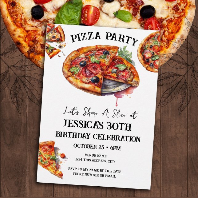 Pizza 40:e födelsedagen Party Inbjudningar (Skapare uppladdad)