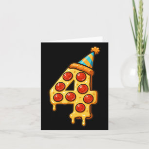 Pizza 4e födelsedagen 4 år gamla Party Hat Bday Bo Kort