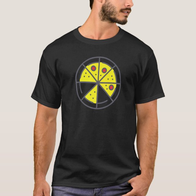 Pizza 6 Slices Cheese Pepperoni Funny Geometric Fo T Shirt (Framsida)