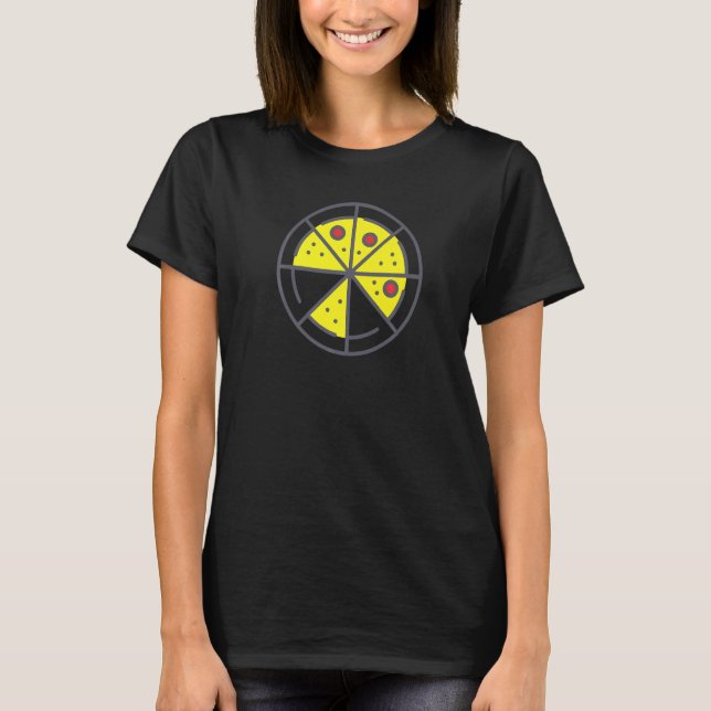 Pizza 6 Slices Cheese Pepperoni Funny Geometric Fo T Shirt (Framsida)