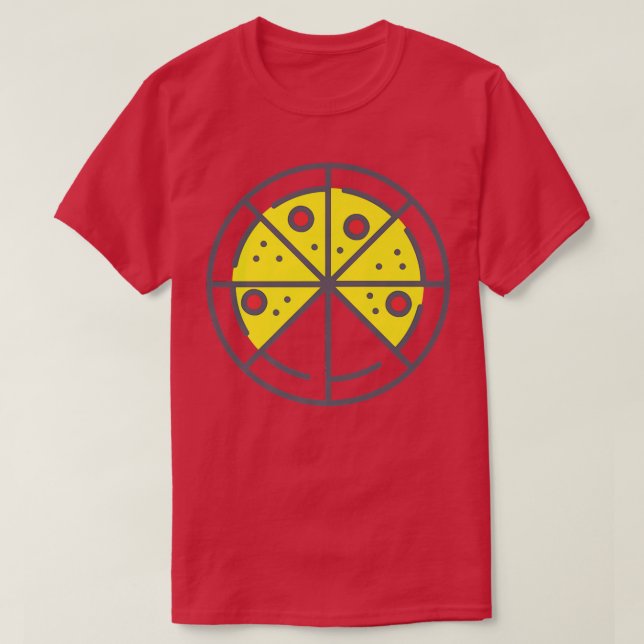 Pizza 6 Slices Cheese Pepperoni Funny Geometric Fo T Shirt (Design framsida)
