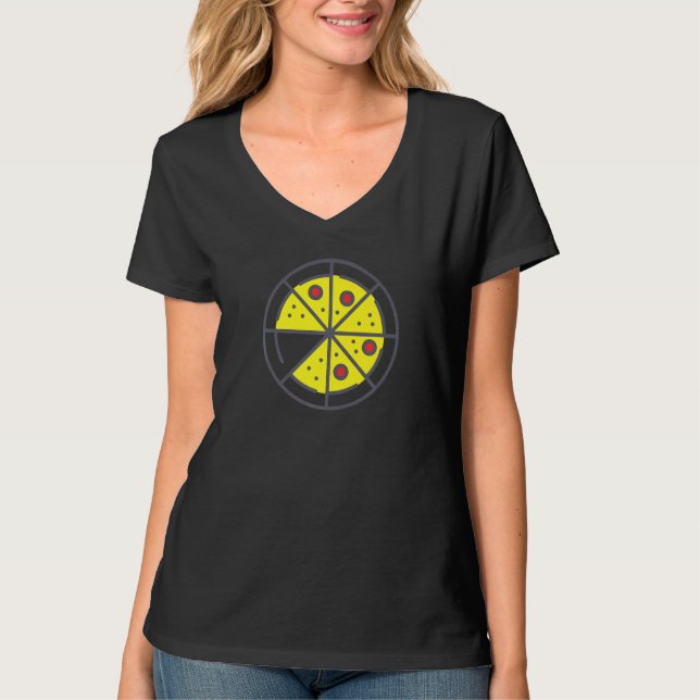 Pizza 7 Slices Cheese Pepperoni Funny Geometric Fo T Shirt (Framsida)