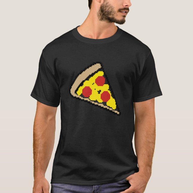 Pizza 8 Bit Spelare Entusiast Retrospel T Shirt (Framsida)