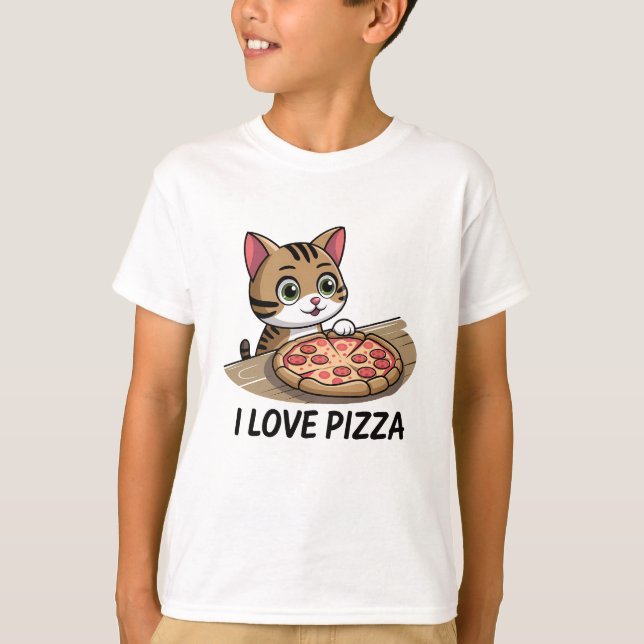 Pizza älskare cat t shirt (Framsida)