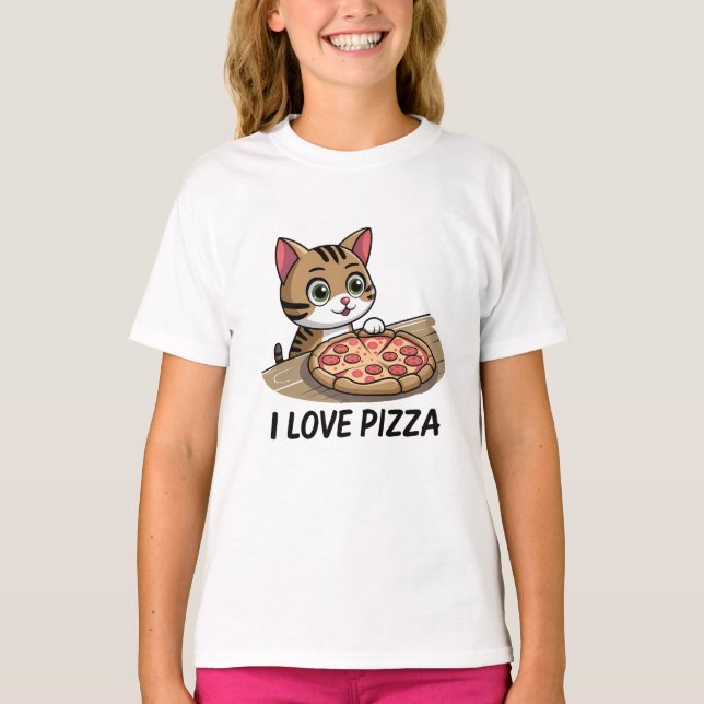 Pizza älskare cat t shirt (Framsida)