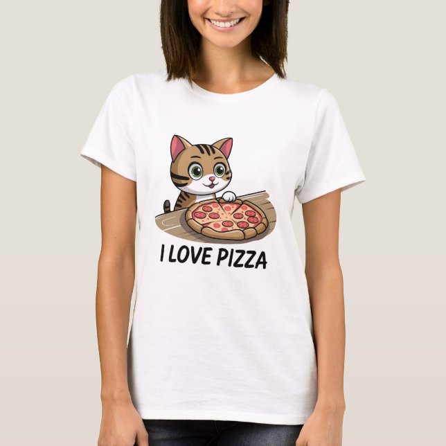 Pizza älskare cat t shirt (Framsida)