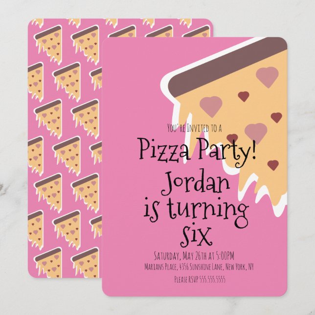 Pizza Älskare Matparty Ost Skiva Födelsedag Inbjudningar (Fram/baksida)
