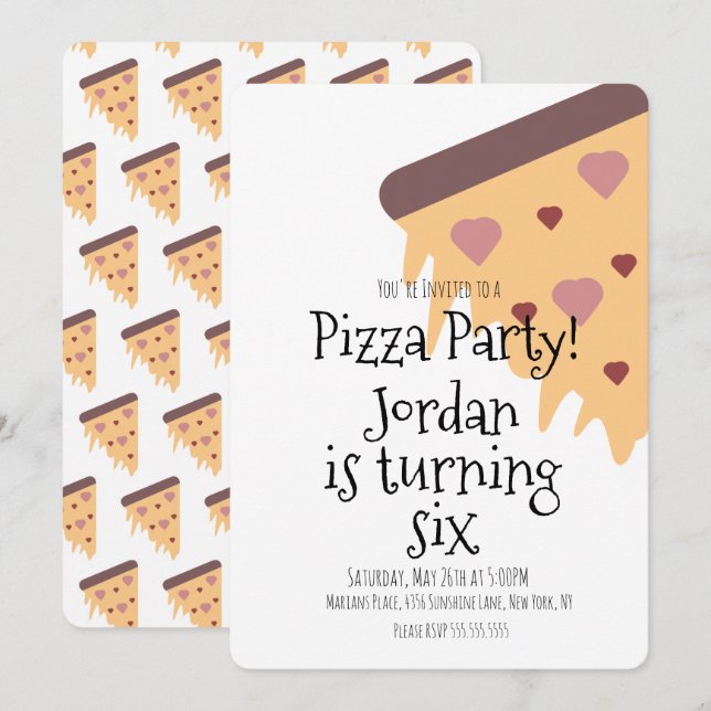 Pizza Älskare Matparty Ost Skiva Födelsedag Inbjudningar (Fram/baksida)