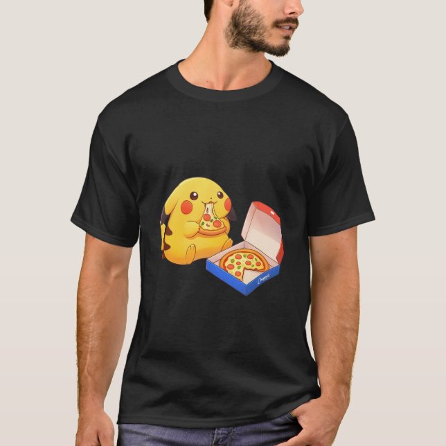 Pizza Älskare Pikachu  T Shirt (Framsida)