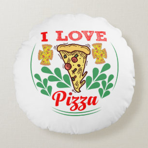 Pizza Älskare Roligt Design for Food Fanatics Rund Kudde