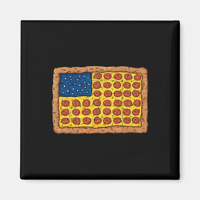 Pizza American Flagga 4:e juli Roligt Food Boys Gi Magnet (Framsidan)