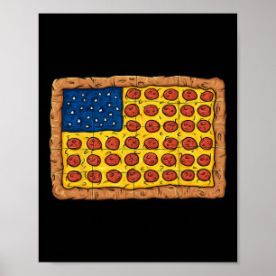 Pizza American Flagga 4:e juli Roligt Food Boys Gi Poster