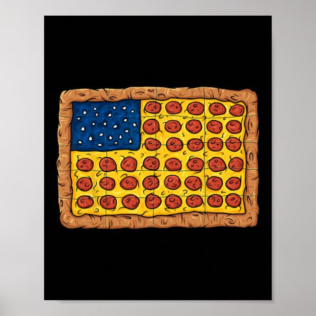 Pizza American Flagga 4:e juli Roligt Food Boys Gi Poster (Framsidan)