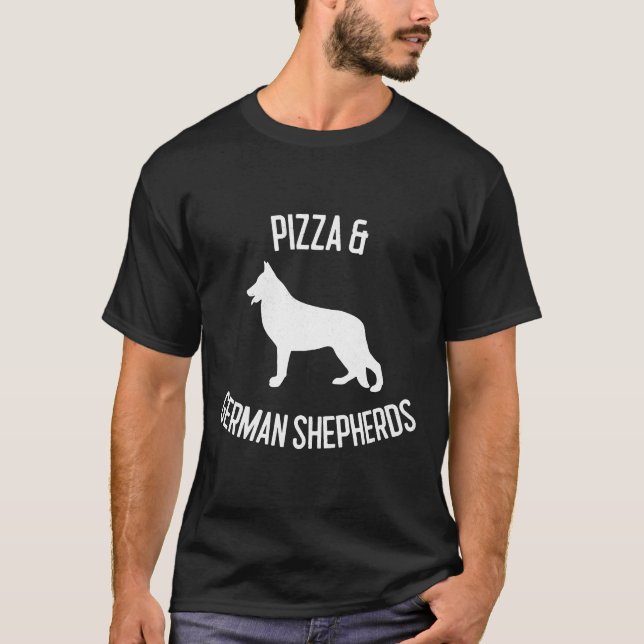 Pizza Amp German Shepherds Hund älskare T Shirt (Framsida)