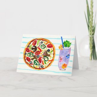 Pizza and cocktail foodie card tack kort