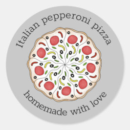 pizza anpassad text klassisk rund dekal runt klistermärke