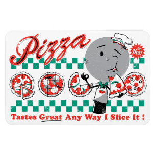 Pizza Any långt skivar jag den den Retro Magnet