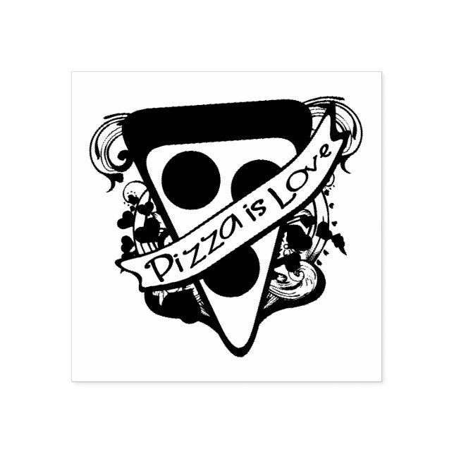 Pizza är Kärlek Stämpel (Tryck)