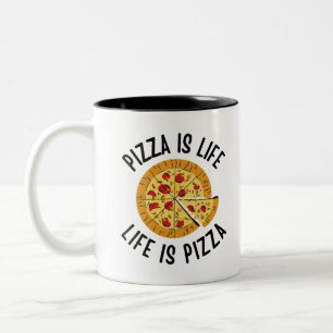 Pizza är livet i Pizza-slynne Två-Tonad Mugg