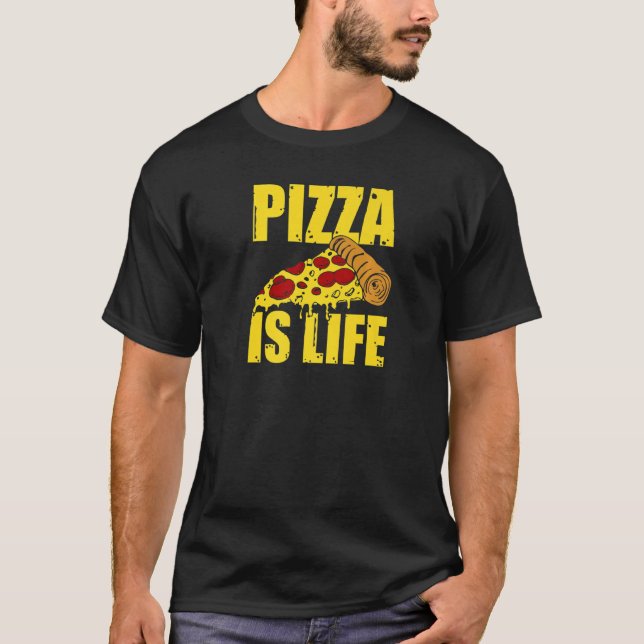 Pizza Är Livet Ost Och Pepperoni Pizza T Shirt (Framsida)