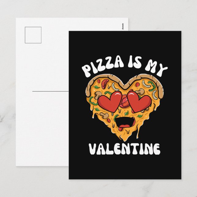 Pizza Är Min Alla Hjärtans Dag Helg Vykort (Fram/baksida)