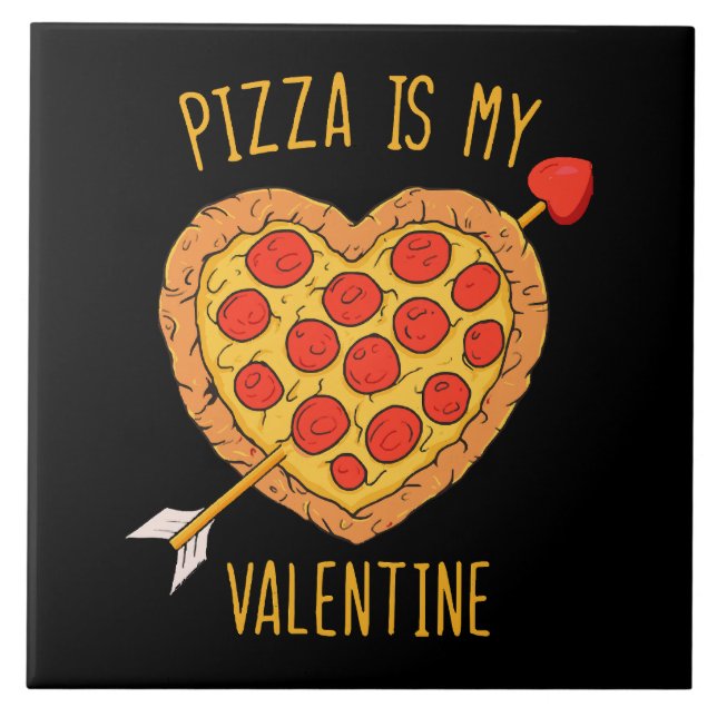 Pizza Är Min Alla Hjärtans Dag Kakelplatta (Framsidan)