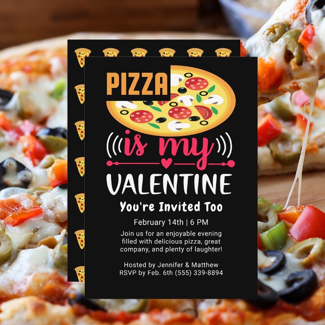 Pizza Är Min Alla Hjärtans Dag Rolig Fest Inbjudningar (Pizza Is My Valentine Funny Party Invitation)