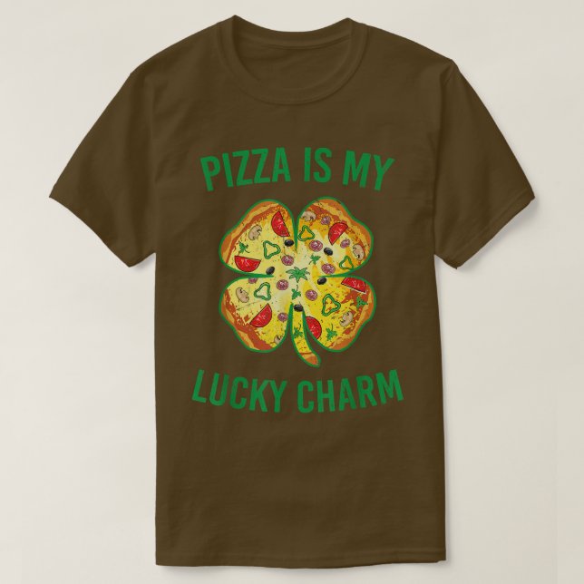 Pizza är min Lucky Charm Pizza Shamrock St Patrick T Shirt (Design framsida)