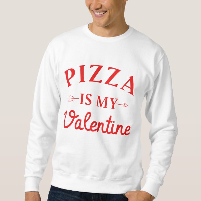 Pizza är min valentin     lång ärmad tröja (Framsida)