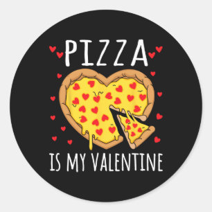 Pizza Är Min Valentine Alla Hjärtans Dag Hjärtpepp Runt Klistermärke