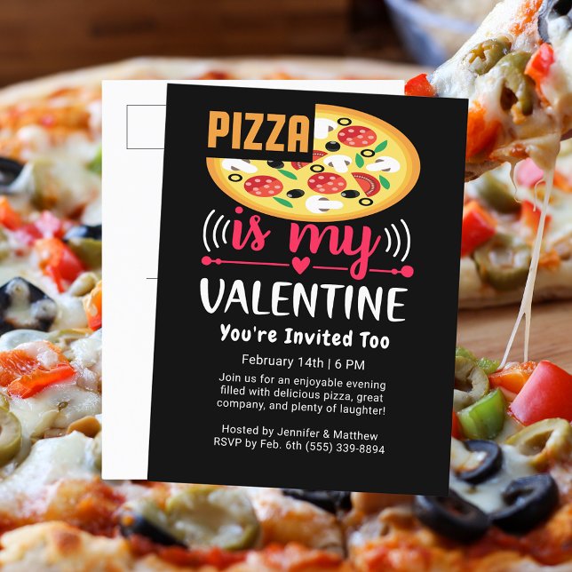Pizza är min Valentine Funny Party Helg Vykort (Pizza Is My Valentine Funny Party Holiday Postcard)