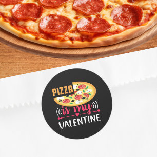 Pizza är min Valentine Funny Party Runt Klistermärke