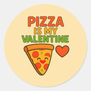 Pizza är min Valentine - funny Runt Klistermärke