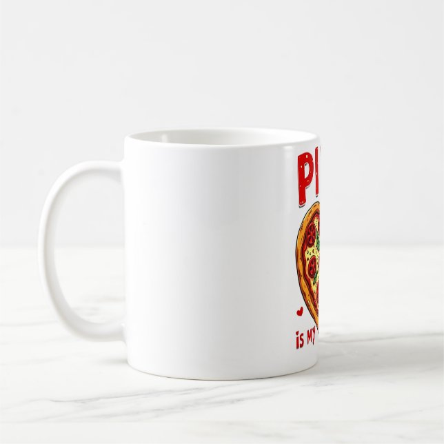 Pizza är Min Valentine:Roligt Pizza Graphic för Pi Kaffemugg (Vänster)