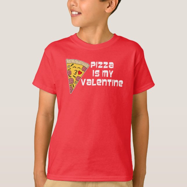 Pizza är min Valentine Tecknad Pizza T Shirt (Framsida)