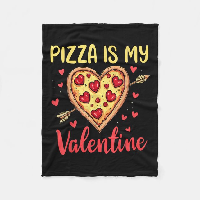 Pizza är min Valentine Valentines day Heart Pepper Fleecefilt (Framsidan)