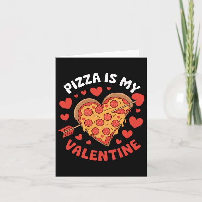 Pizza är min Valentine Valentines day Heart Pepper Kort (Framsida)
