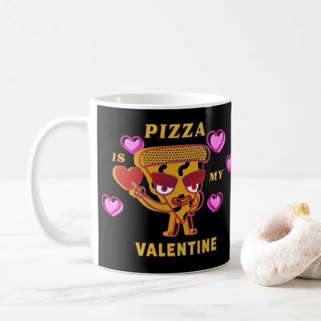 Pizza är mina Valentine Hearts Kärlek Kaffemugg (Med munk)