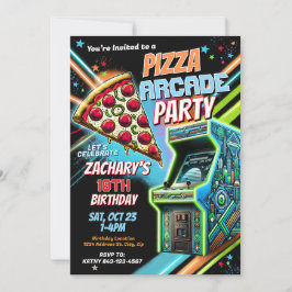 Pizza Arcade Party Inbjudan för barn