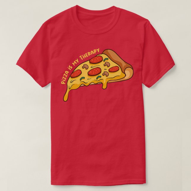 Pizza as Therapy Ironic Pizza Chef Italy FoodT-S T Shirt (Design framsida)