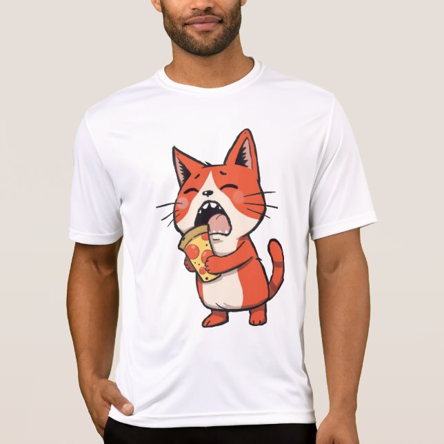 Pizza Attack Cat - Orange Kattunge T Shirt (Framsida)