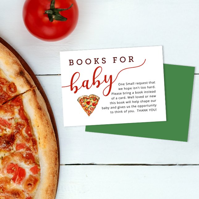 Pizza Baby Shower Bok-begärandekort - Bokar för Ba Tilläggskort (Books for Baby Insert)