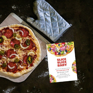 Pizza Baby Shower för modernt italienskt segment Inbjudningar