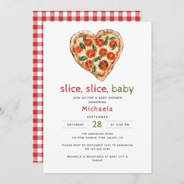 Pizza Baby Shower för segmentsegmentssegmentets Ba Inbjudningar (Fram/baksida)