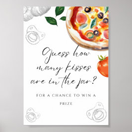 Pizza Baby Shower gissar att Kisses-skylten Poster