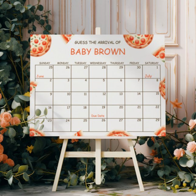 Pizza Baby Shower gissar förfallodatumkalender Poster (Skapare uppladdad)